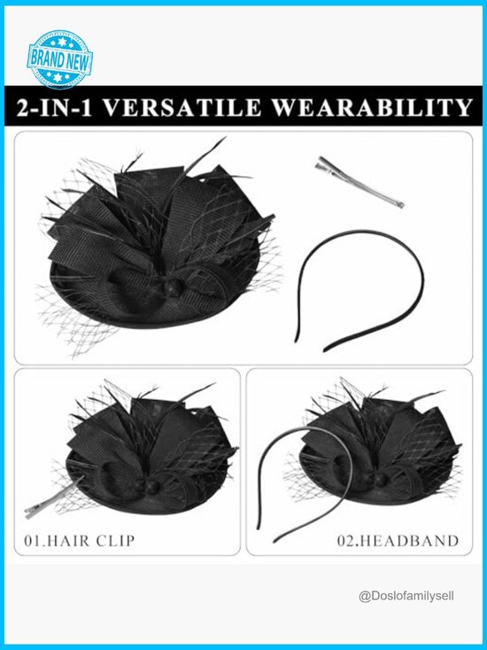 Vintage Pillbox Fascinator Headband Feathered Derby Hat Wedding Church Tea Party main image 4